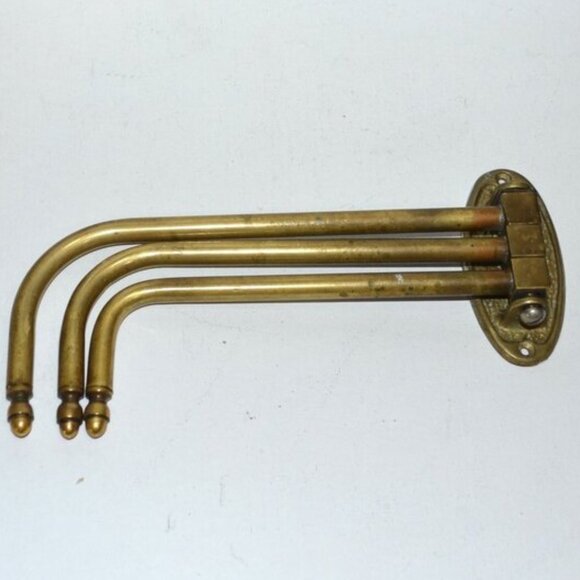 Vintage Brass 3 Arm Swivel Arms Kitchen Towels Drying Hanging Retro Decor - Picture 2 of 7
